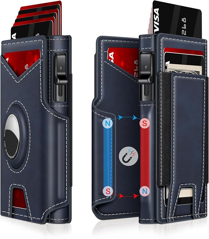 Airtag Wallet for Men, Minimalist Slim Mens Wallet Smart Pop Up Credit Card by IITRRS