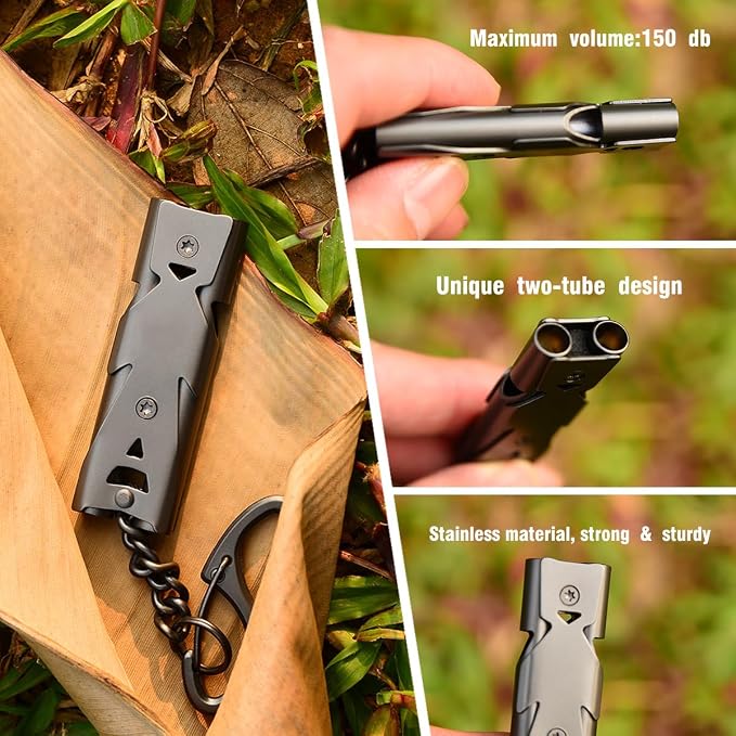 Whistle Emergency Whistles Keychain Rape Whistle Stainless Steel High Decibel - Image 5