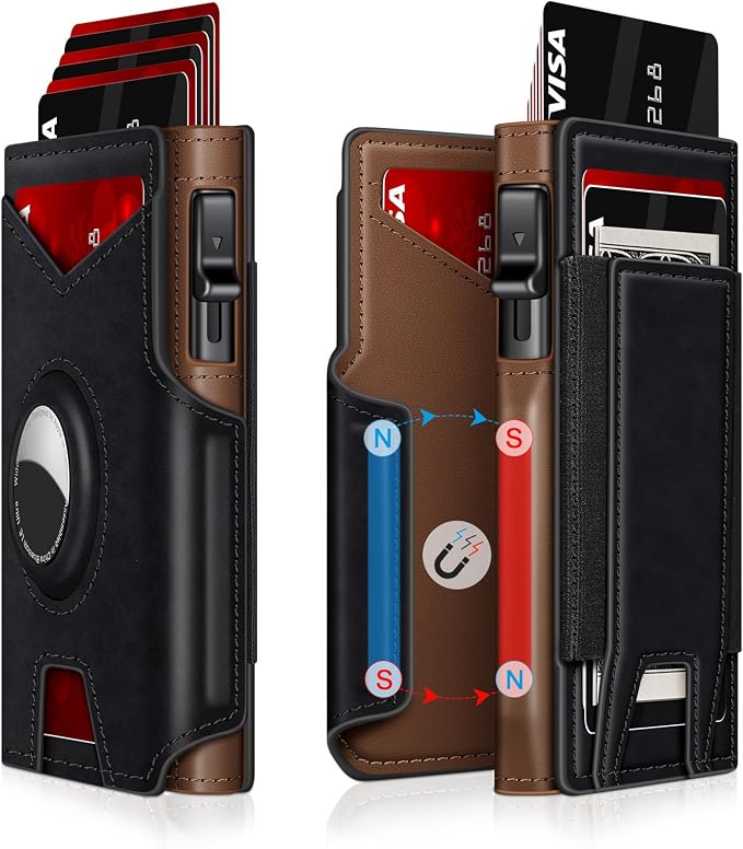 Airtag Wallet for Men, Minimalist Slim Mens Wallet Smart Pop Up Credit Card by IITRRS