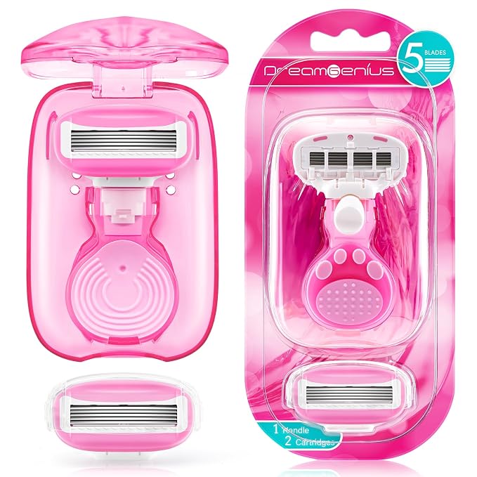 DreamGenius Travel Razors for Women, Travel Size Toiletries Include 1 Handle by DreamGenius