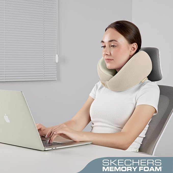 Skechers Men's Memory Foam Neck Pillow, Comfortable & Breathable Travel Pillow - Image 4