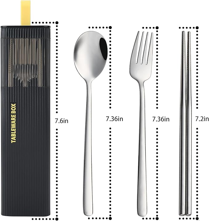 DEVICO Travel Utensils with Case, 18/8 Stainless Steel Reusable Silverware Set - Image 7