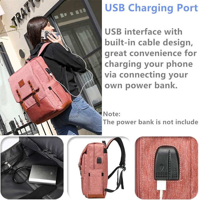 HFSX Vintage Backpack Men Women Business Travel Computer Backpack College - Image 3