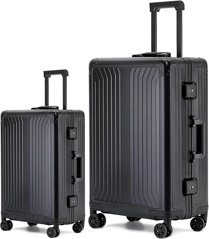 Metal all aluminum carry-on suitcase 20 "hard face, TSA lock and rotating wheel by XZSP+AISU
