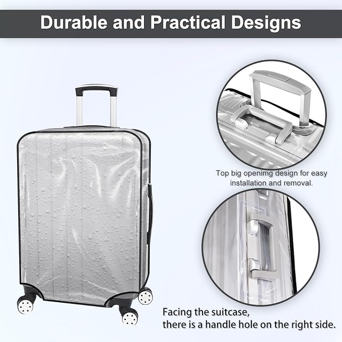 Suitcase Cover for 30" Luggage TSA Approved Clear PVC Thickened Protective - Image 4