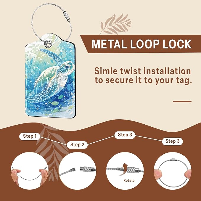2 Pack Sea Turtle Luggage Tags, Leather Luggage Tags - Image 5
