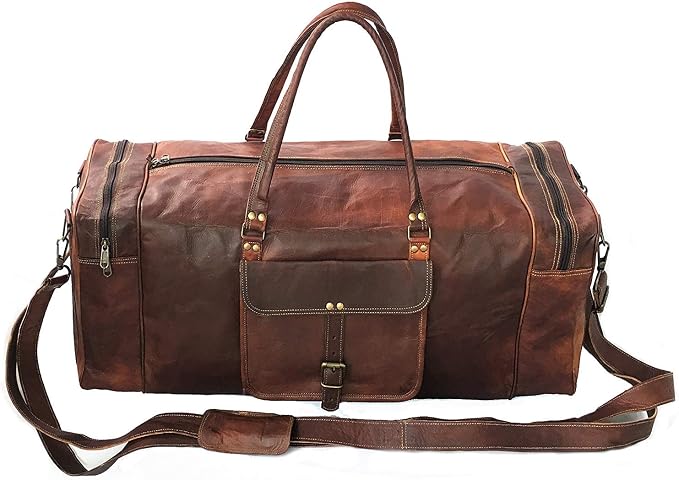 KK's Vintage Leather Duffel Bag, Handcrafted, Stylish & Durable, Genuine - Image 3