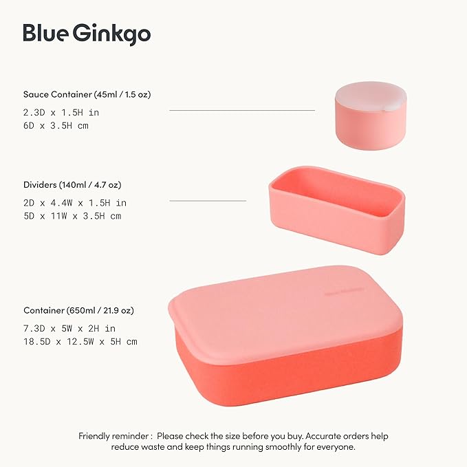 BLUE GINKGO Silicone Lunch Box Set – Durable Heavy-Duty Silicone Bento Box - Image 3