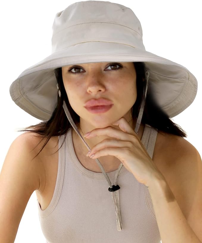 Sun Hats for Women Gardening Hat Wide Brim Ponytail Beach Sun Protection by Hatiis