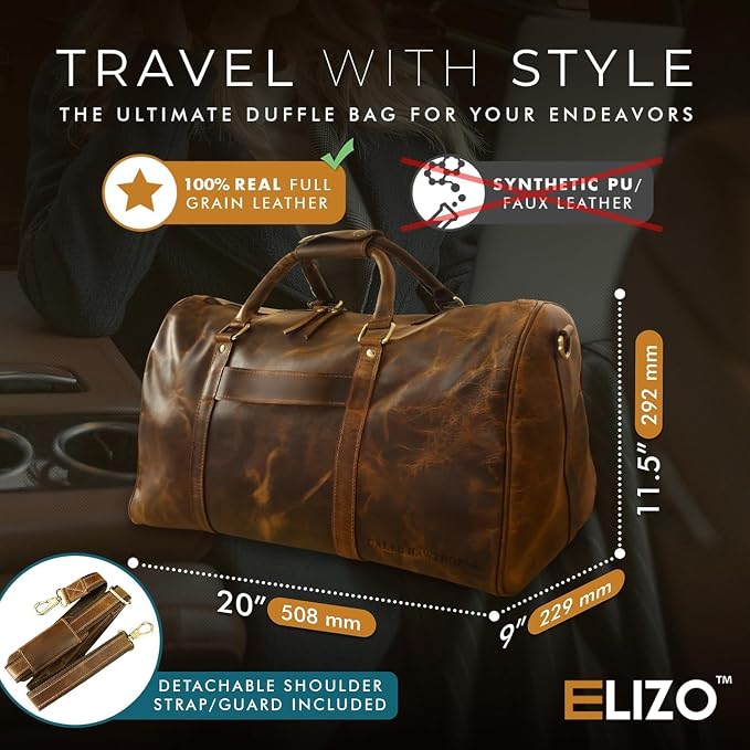 ELIZO Personalized Leather Duffle Bag - Image 3