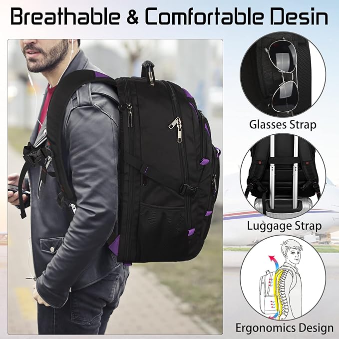 18.4 inch Travel Backpack Men Women, 55-60L Extra Large Laptop Backpack RFID - Image 5