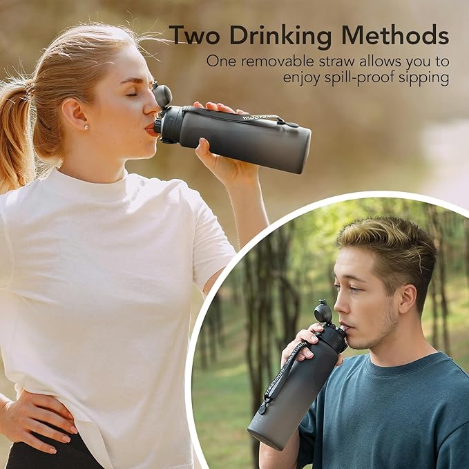 TakeToday Collapsible Water Bottles 32oz, Foldable Travel Water Bottle - Image 6