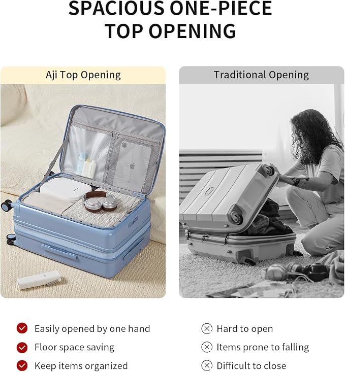 aji Expandable Top Open 26 Inch Checked Luggage - Image 4