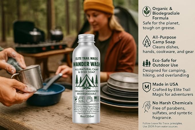 Wander Wash -Biodegradable Camp & Dish Soap Unscented | Made in USA | Organic - Image 6