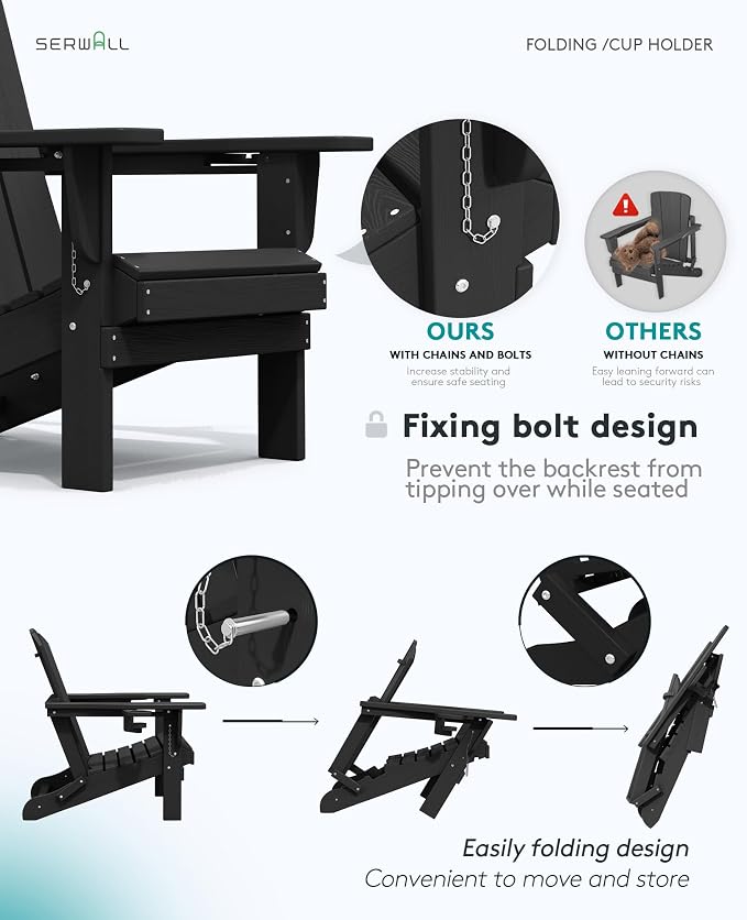 SERWALL HDPE Folding Adirondack Chair - Image 7