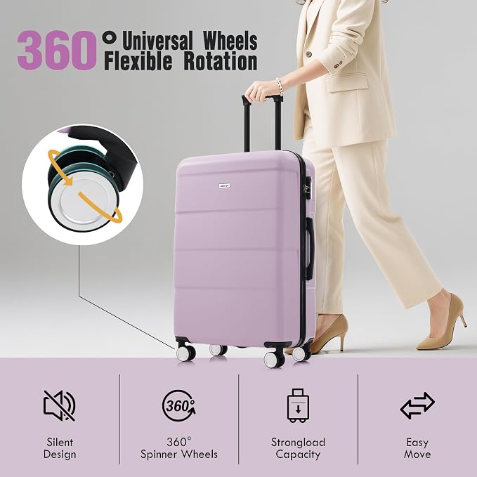 Merax Luggage Sets of 3 Piece Carry on Suitcase Airline Approved, Hardcase - Image 3