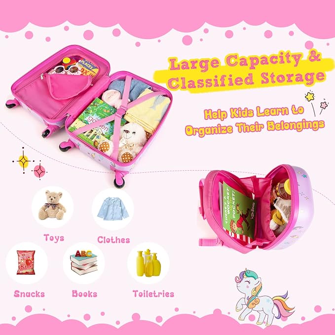 HONEY JOY Kids Luggage, Lightweight Toddler Girls Suitcase, Durable ABS - Image 6