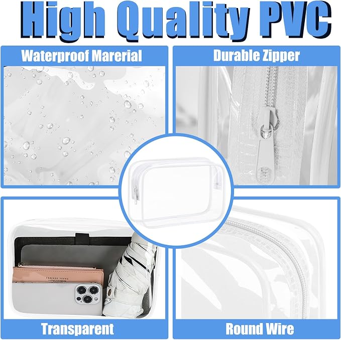 3 Pack Clear Makeup Bags, Waterproof Toiletry Bag - Image 4