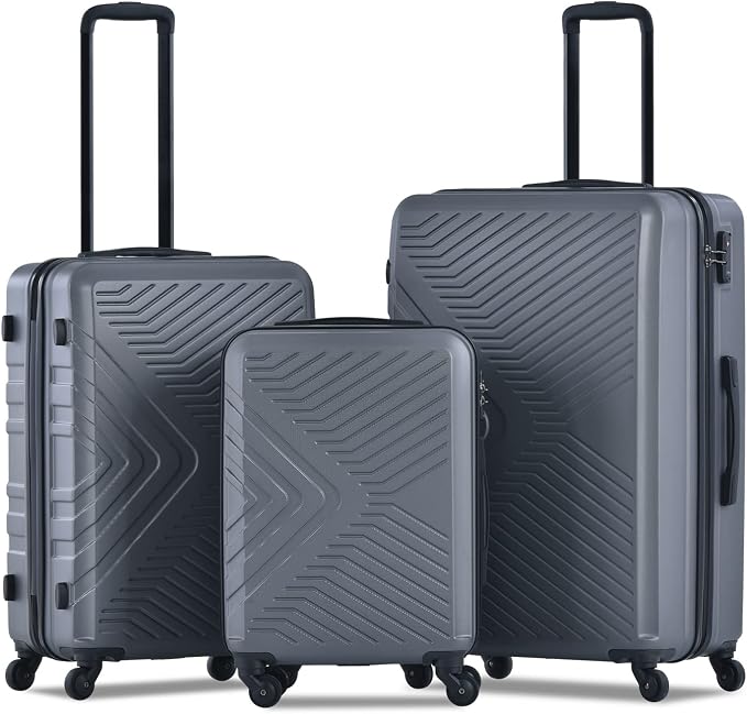 Campfun 3 Piece Luggage Sets, Hardshell ABS Luggage by Campfun