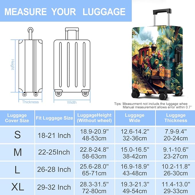 Train Luggage Cover Washable Suitcase Protector Anti-Scratch, Stretchable Fit - Image 6