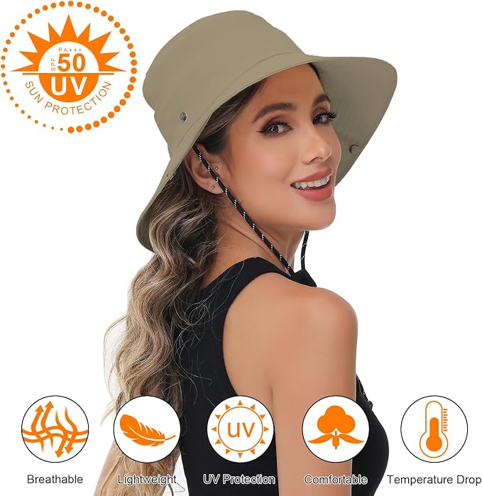 Sun Hats for Women Bucket Hat UV Protection Fishing Hat Wide Brim Safari Hats 2 - Image 3