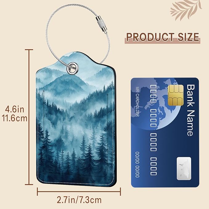 2 Pack Luggage Tag for Suitcase, Natural Scenery PU Cute Leather Luggage Tag - Image 4