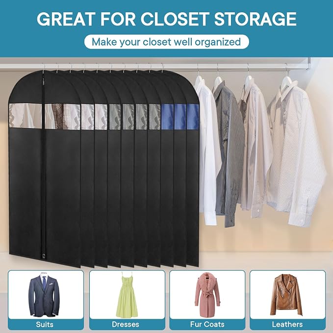 50" Black Garment Bag, Mens Suit Bags - Image 2