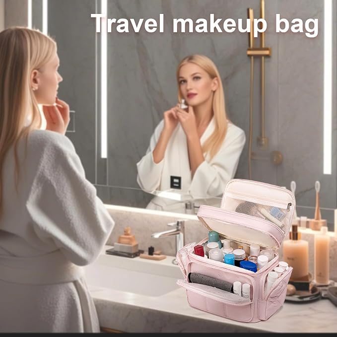 LEDAOU Toiletry Bag for Women, Quilted Travel Makeup Bag Organizer - Image 2