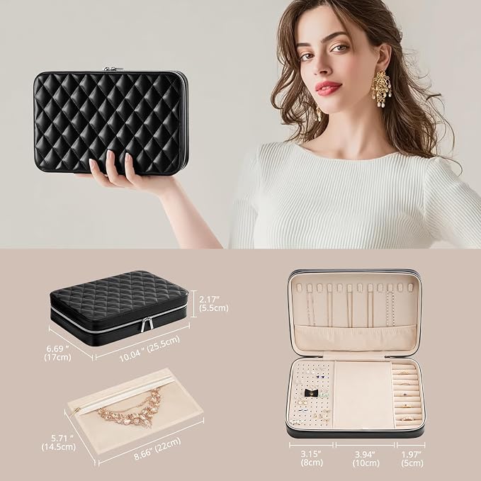 Lolalet Travel Jewelry Case for Women, Travel Jewelry Organizer Box - Image 7