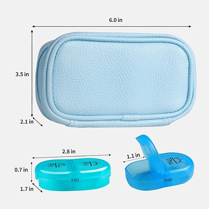Serfeymi Weekly Travel Pill Organizer 2 Times A Day AM PM Upgraded Rainbow Pill - Image 2