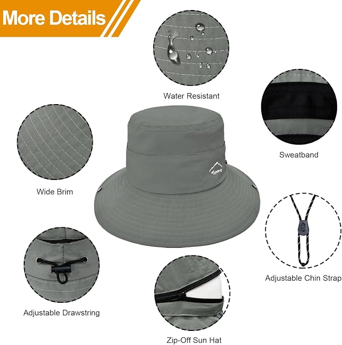 Sun Hats for Women Bucket Hat UV Protection Fishing Hat Wide Brim Safari Hats 2 - Image 6