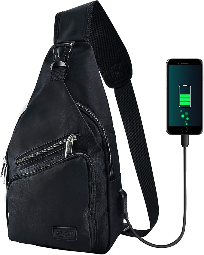 AMJ Crossbody Sling Bag Men Women, Casual Shoulder Backpack, Chest Daypack by AMJ
