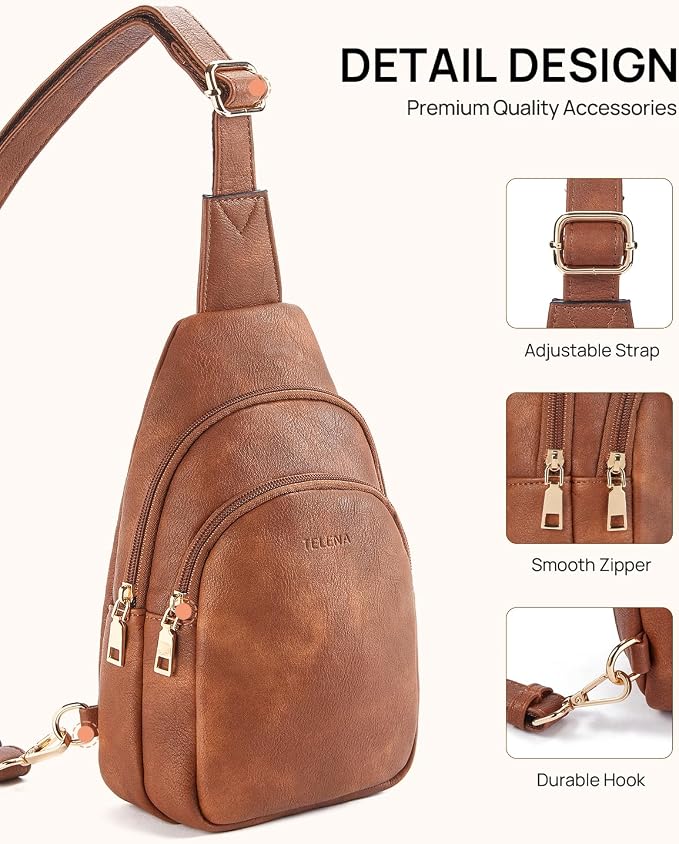 Telena Small Sling Bag for Women Leather Crossbody Fanny Packs Chest Bag for - Image 5