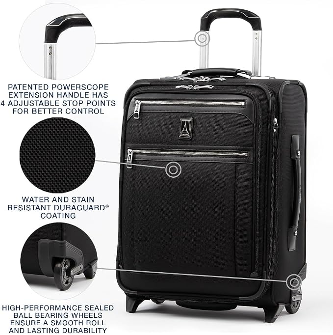 Travelpro Platinum Elite Softside Expandable Carry on Luggage, 2 Wheel Upright - Image 2