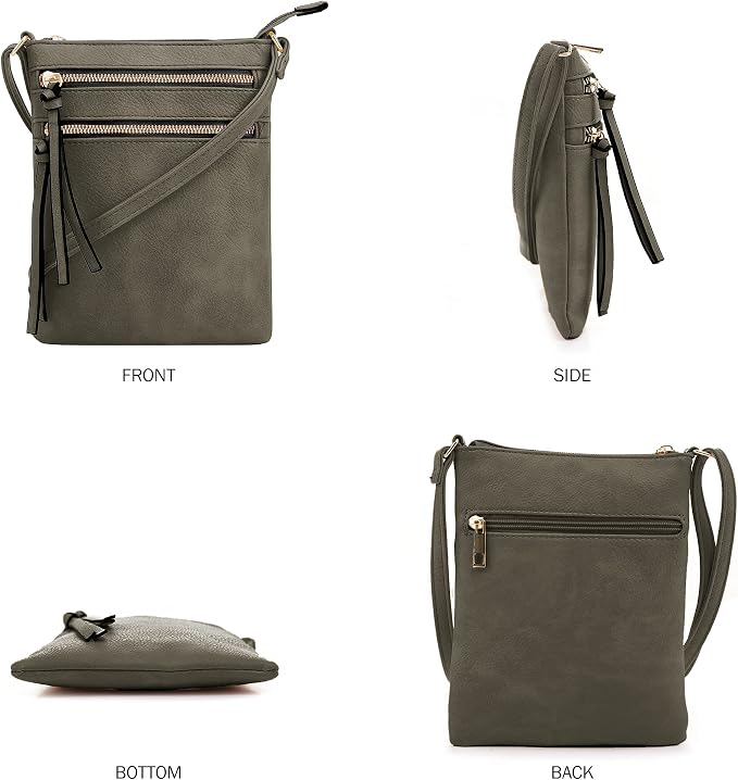 DELUXITY | Crossbody Purse Bag | Functional Multi Pocket Double Zipper Purse | - Image 2