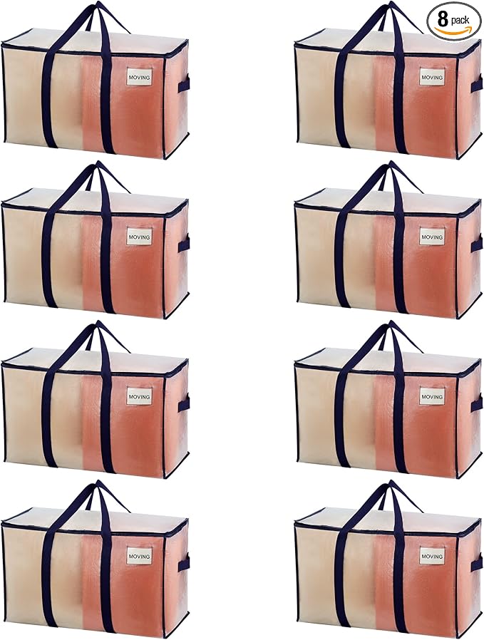 VENO 8 Pack Moving Bags, Heavy Duty, Moving Boxes Alternative, Packing Storage by Veno