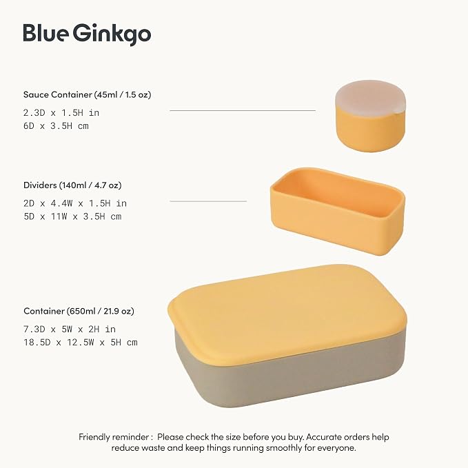 BLUE GINKGO Silicone Lunch Box Set – Durable Heavy-Duty Silicone Bento Box - Image 3