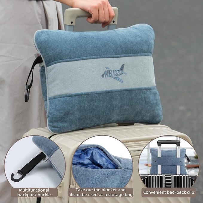 Melissa Large Travel Blanket and Inflatable Pillow Set - Image 8
