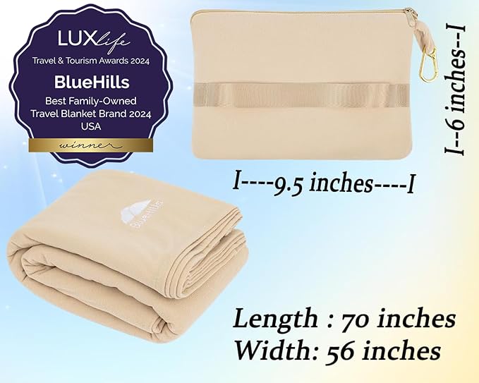 BlueHills Travel Blanket Pillow Compact Lightweight Pocket Size Airplane - Image 3