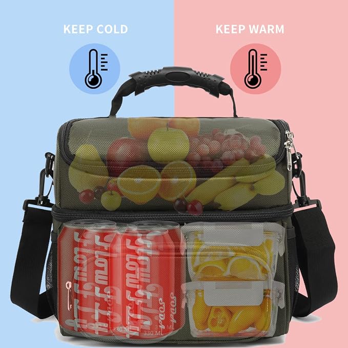 FlowFly Double Layer Cooler Insulated Lunch Bag Adult Lunch Box Large Tote Bag - Image 2