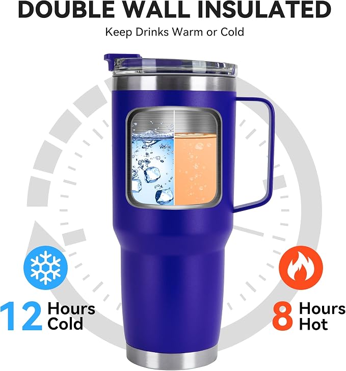 30oz Tumbler with Handle, Insulated Leak Proof Coffee Travel Mug with Straw Lid - Image 5
