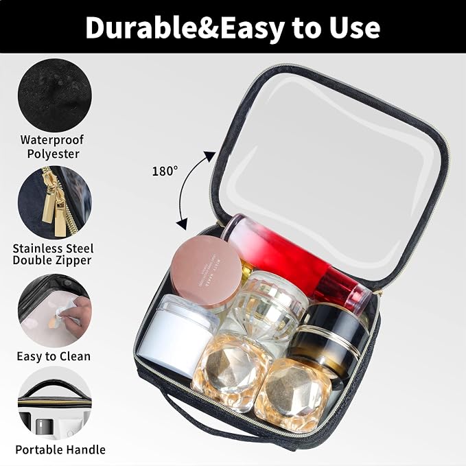 TSA Approved Travel Toiletry Bag, 2 Pack Clear Makeup Bags - Image 5