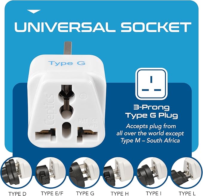 Ceptics UK, Hong Kong, UAE Travel Plug Adapter - Image 5