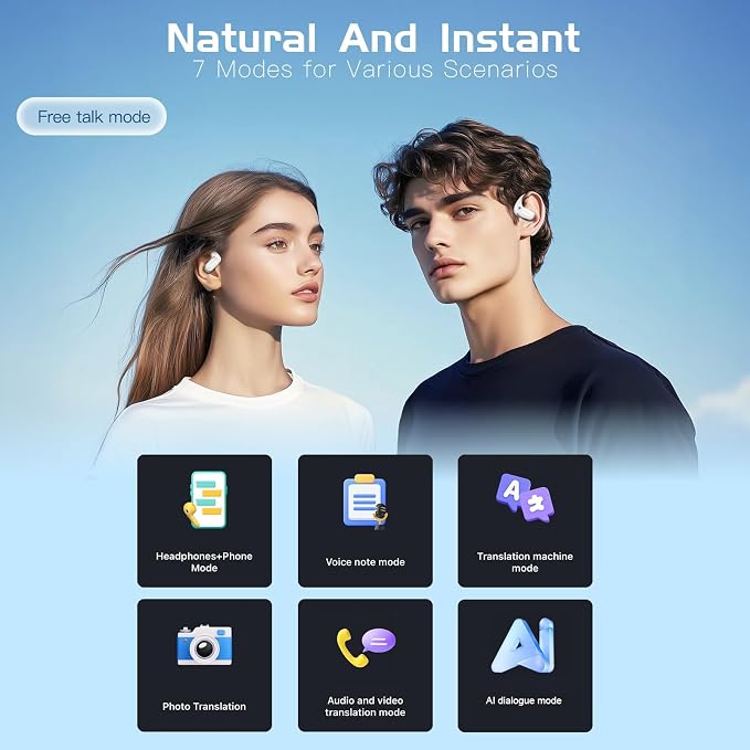 IAMJOY Language Translation Earbuds, 163 Language Translator Earbuds 3-in-1 Two - Image 2
