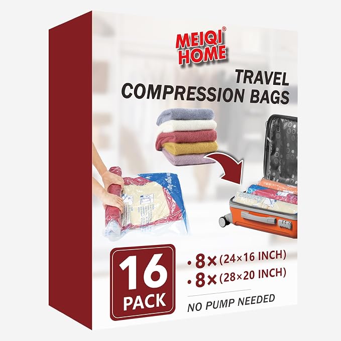 16 Pack Compression Bags for Travel | Vacuum Seal Storage Bags for Luggage & - Image 2