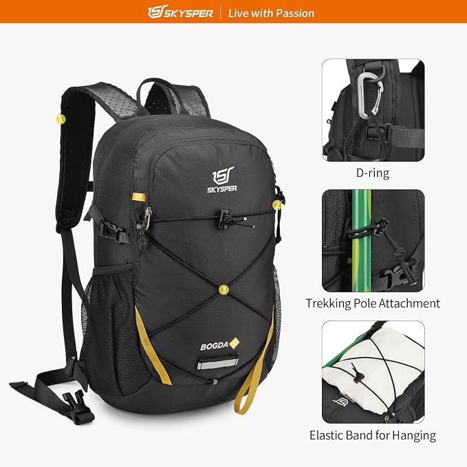 SKYSPER Small Hiking Daypack, 20L Lightweight Travel Backpacks Day Hike Pack - Image 4