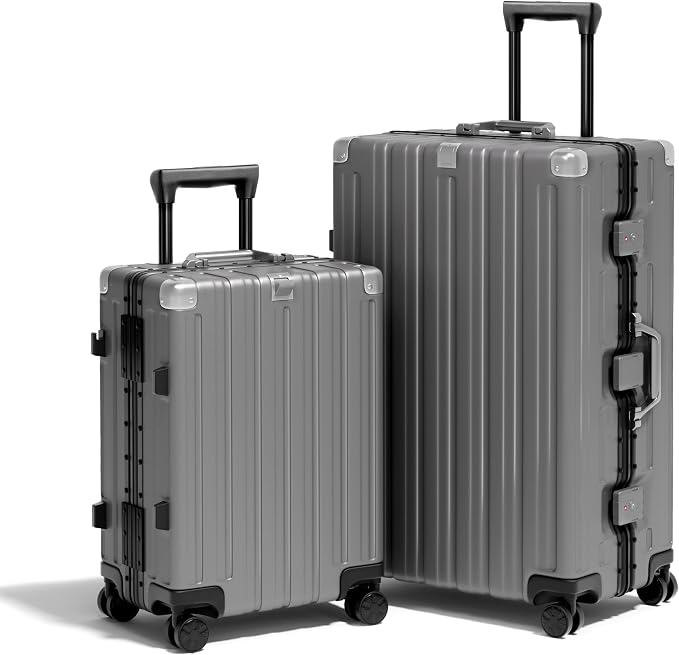 Krute Luggage Set 2 Pieces 20 28 Inch Aluminum Frame Carry on Luggages TSA Lock by Krute