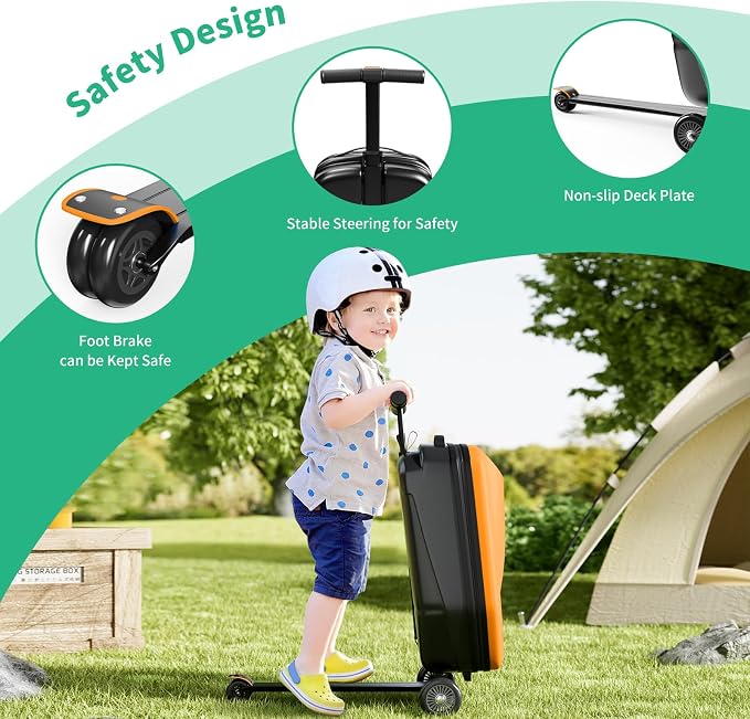 Scooter Hardshell Kids' Luggage, Foldable Carry on Kids Suitcase - Image 5