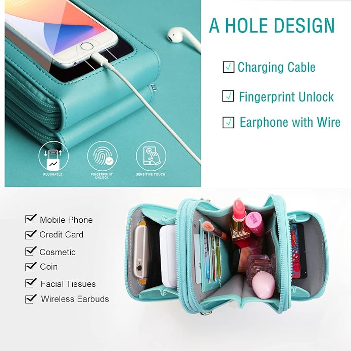 Crossbody Cellphone Purse Women Touch Screen Bag RFID Blocking Wallet Handbag - Image 2