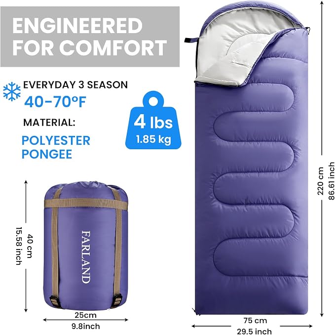 FARLAND Sleeping Bags 30℉ for Adults Teens Kids - Image 2